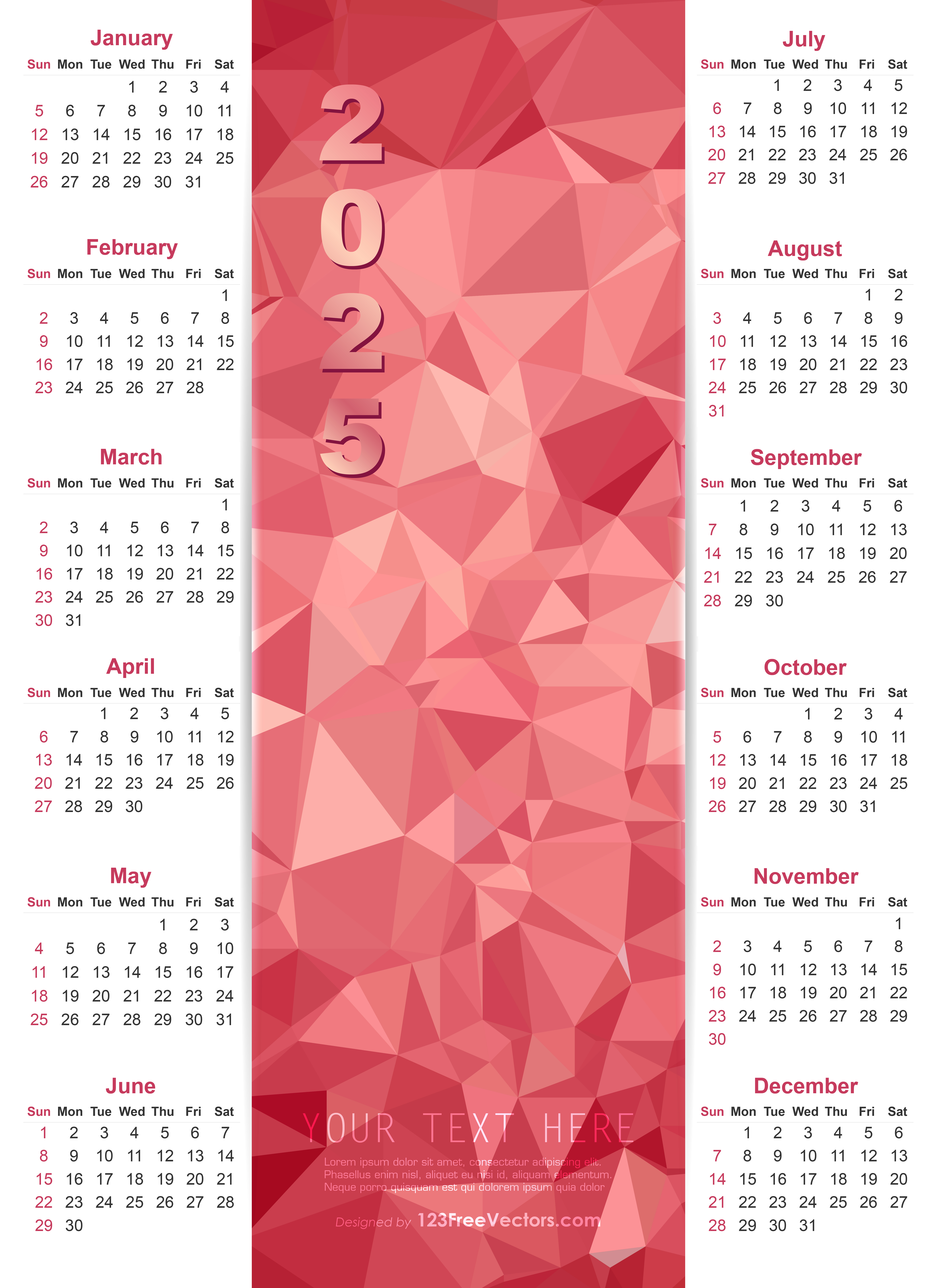 Calendar 2025 Vector Design