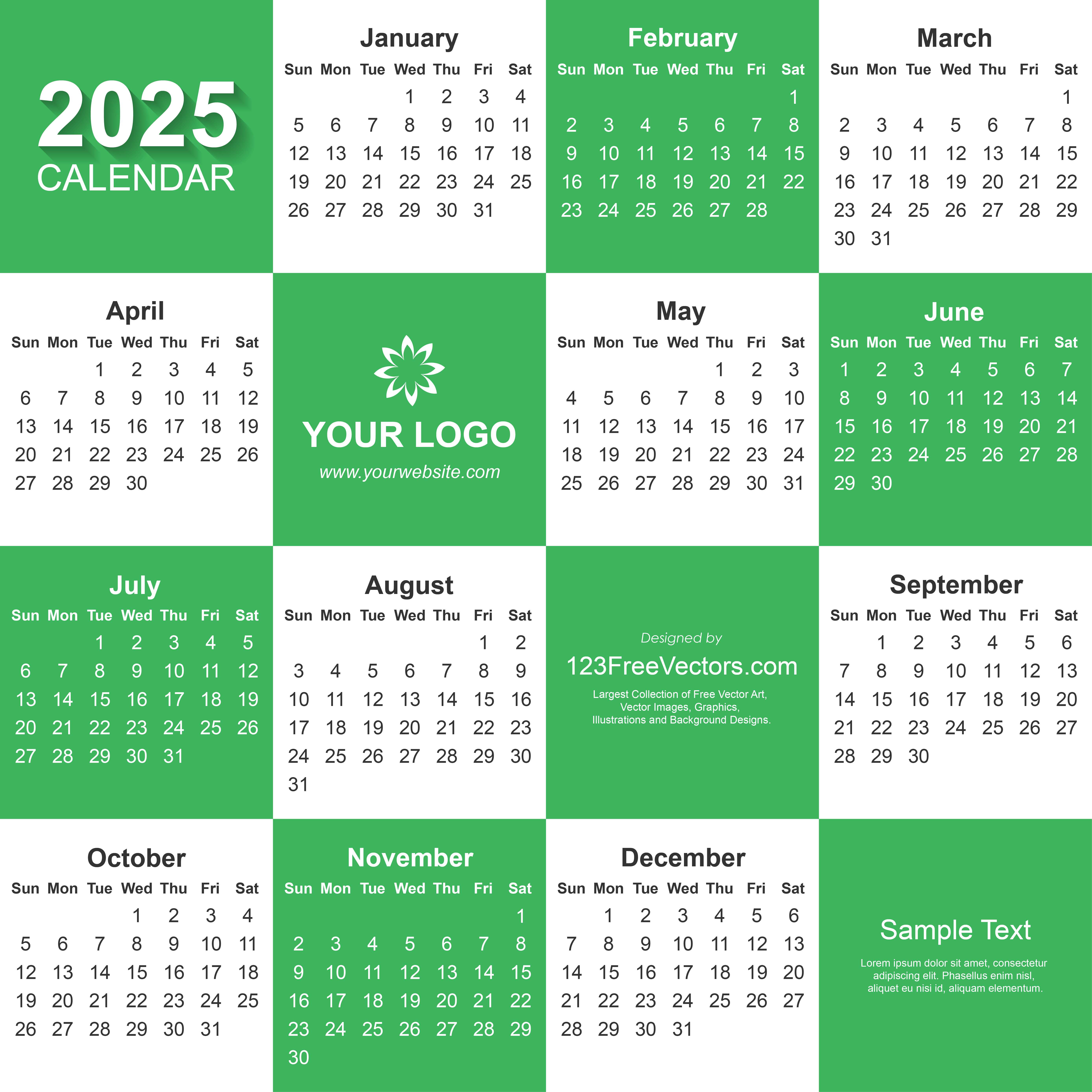 2025 Calendar Adobe Illustrator