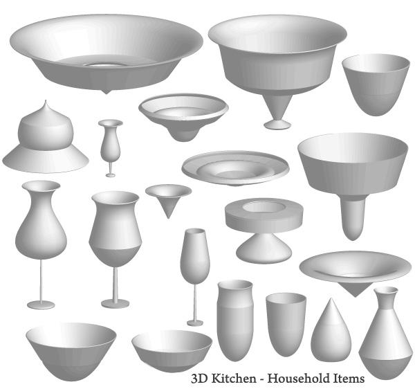 Free Vector 3D Kitchen Items
