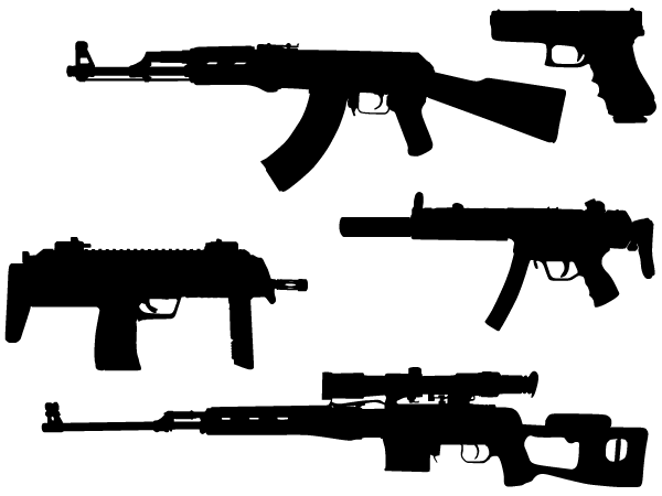 Free Vector Machine Gun Silhouettes