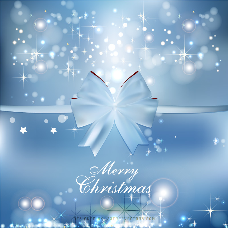 Blue Christmas Background with Gift Bow