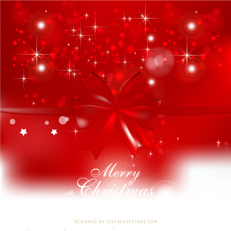 Red Christmas Background with Gift Bow