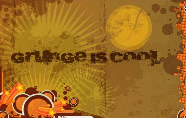 Retro Grunge Brown Background with Circles Vector