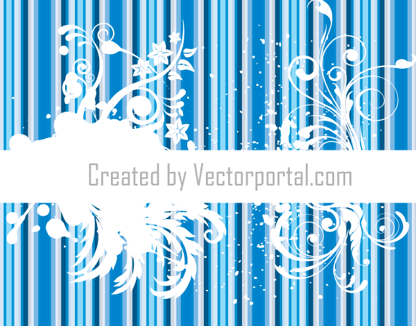 Floral Design with Grunge Striped Vector Background