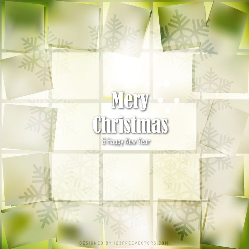Beige Green Christmas Background with Snowflakes