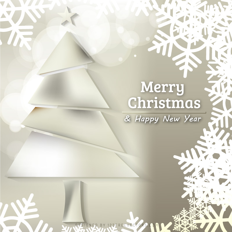 Light Color Christmas Background with Tree and Snowflakes