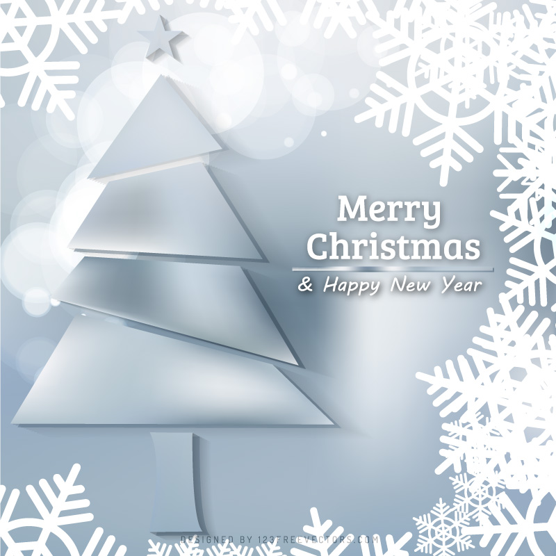 Gray Christmas Tree with Snowflakes Background