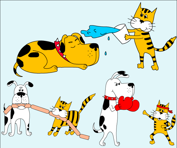 Cute Cartoon Dog and Cat Free Vector Graphics