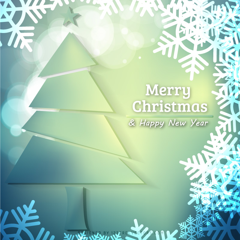 Christmas Tree and Snowflakes Background