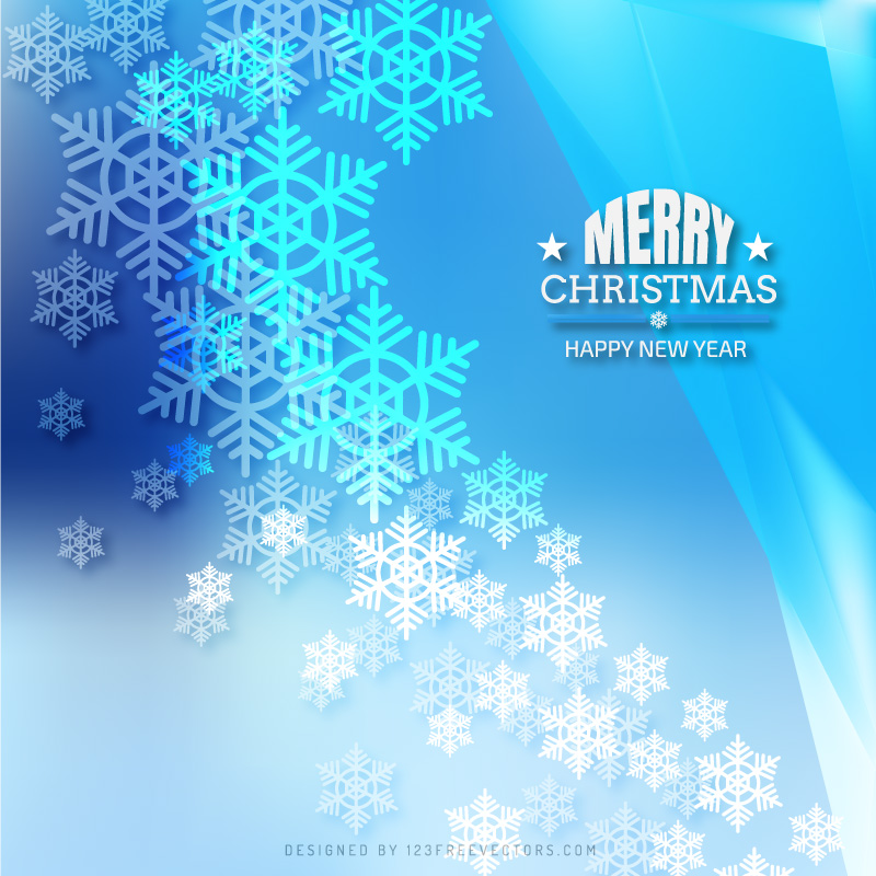 Merry Christmas Snowflakes Light Blue Background Template