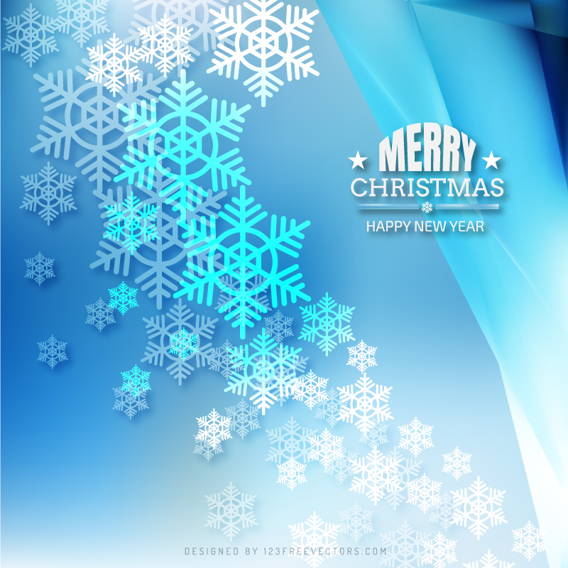 Merry Christmas Snowflakes Blue Background Template