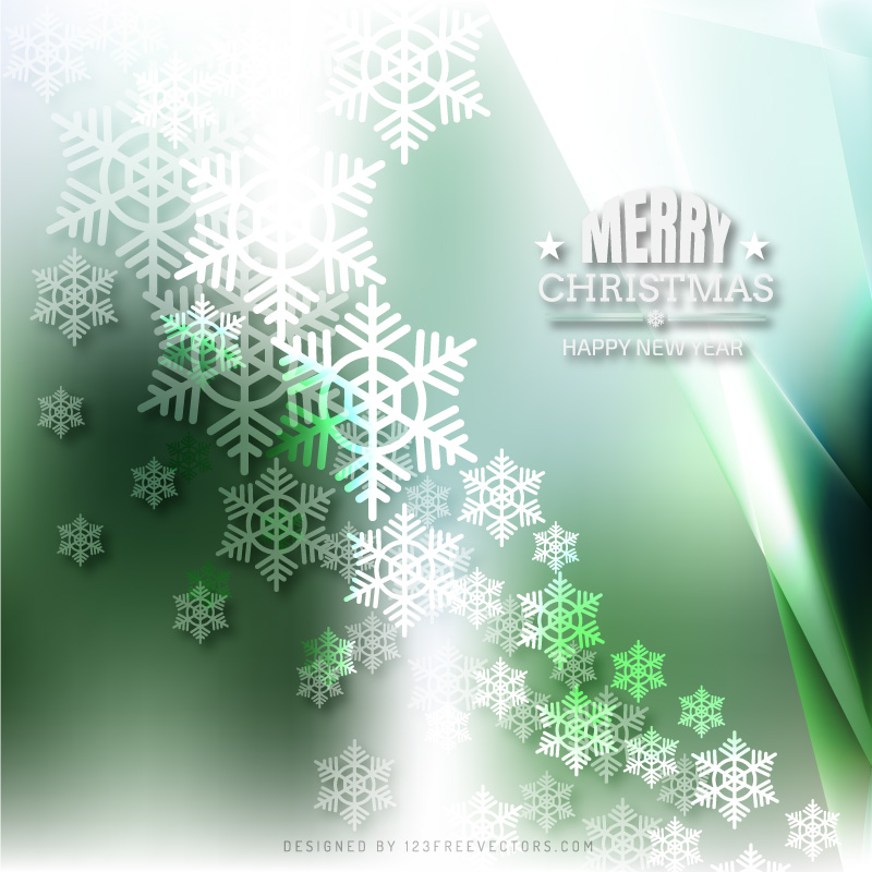 White Green Christmas Snowflakes Background Design