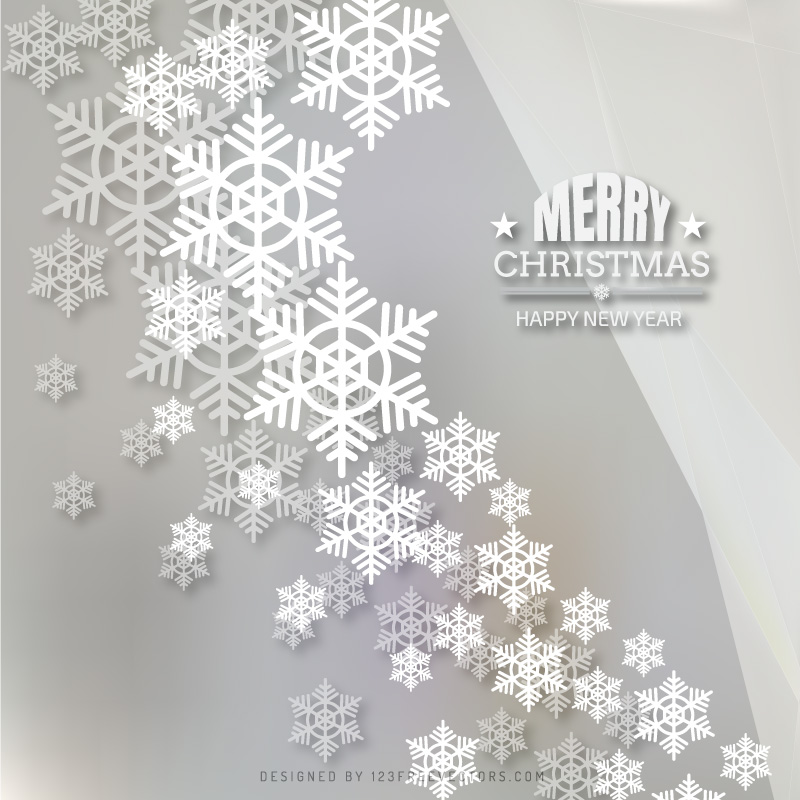 Merry Christmas Snowflakes Gray Background Template