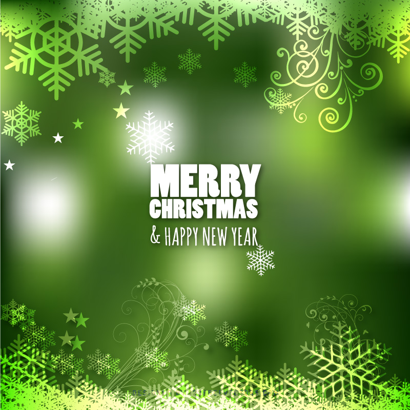 Merry Christmas Green Background Template