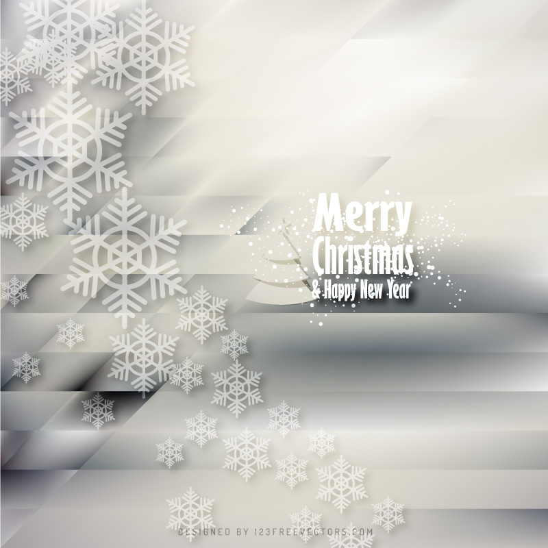 Merry Christmas Snowflakes Gray Background Template