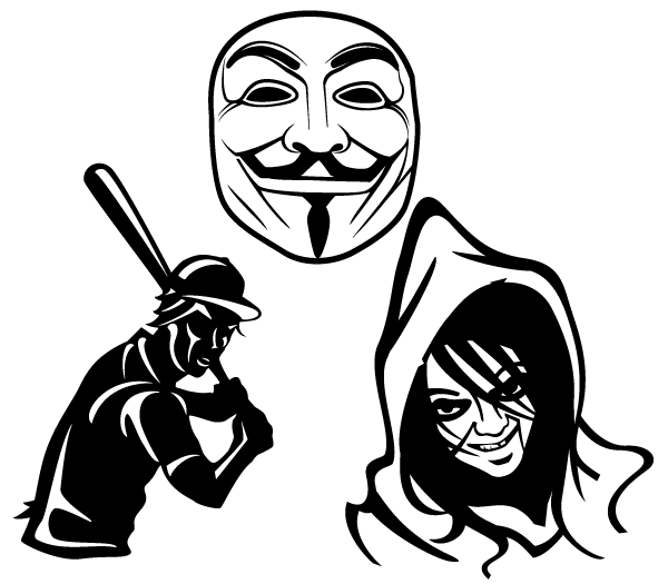 Free Vector Mask, Baseball Player and Scary Face Illustration