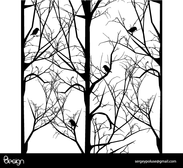 Free Vector Tree with Birds