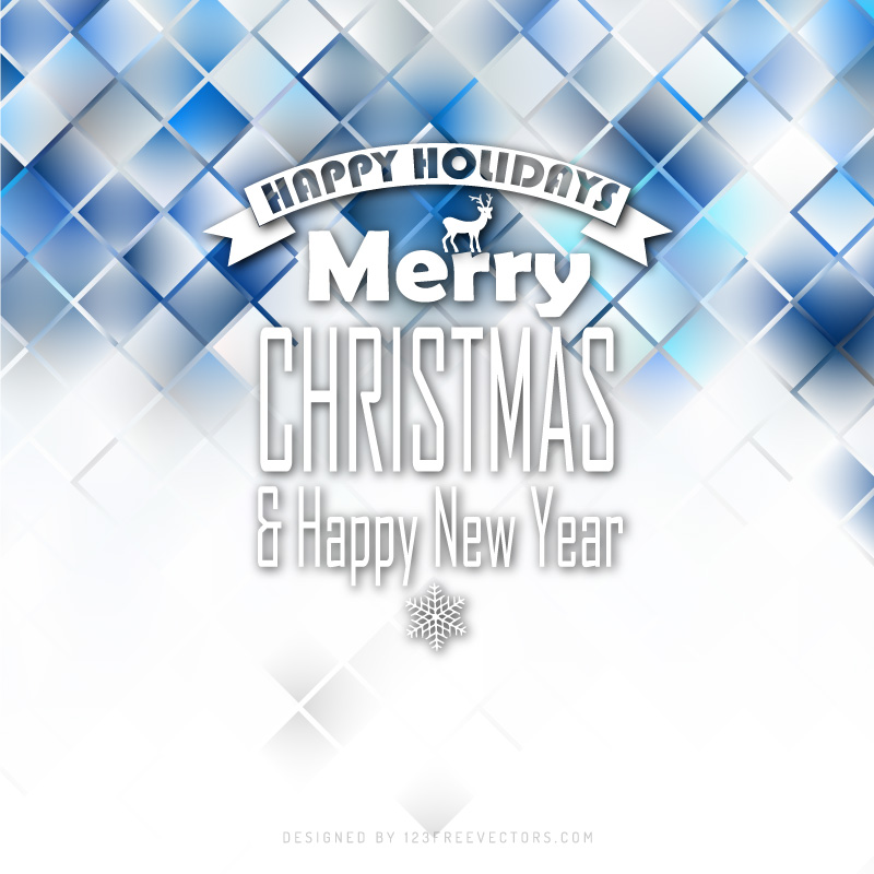 Merry Christmas and Happy New Year Blue White Background Graphics
