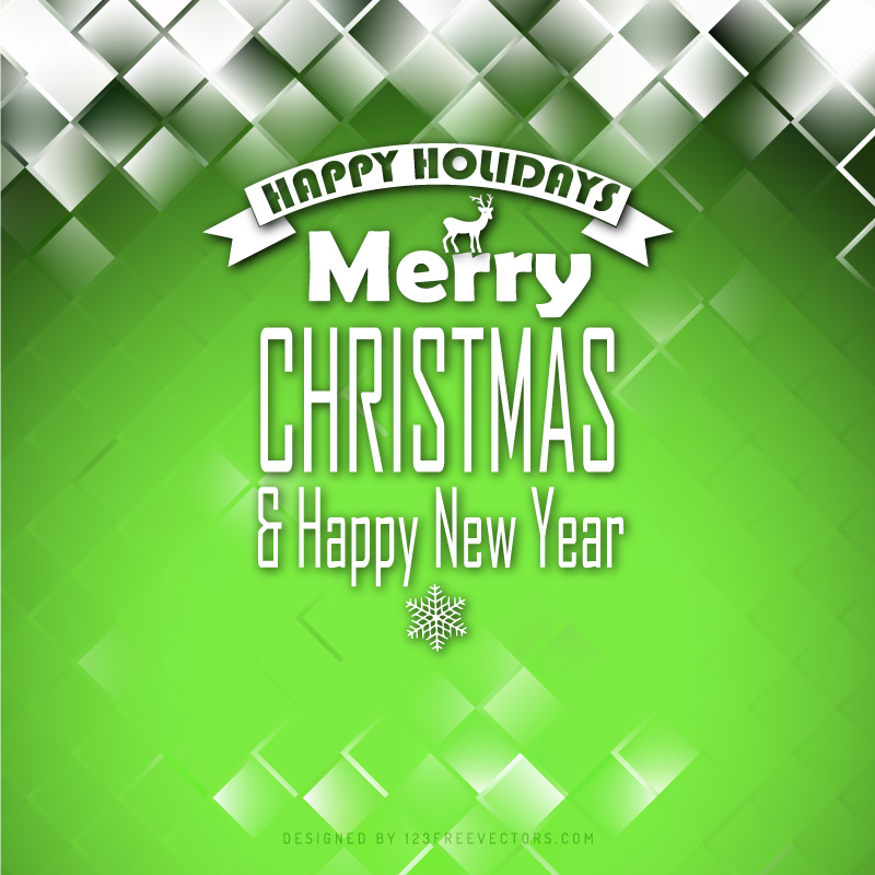 Merry Christmas and Happy New Year Green Background Template