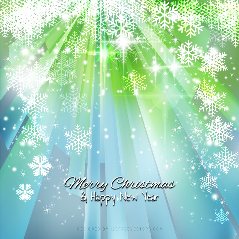 Blue Green Sparkles Christmas Snowflake Background Design