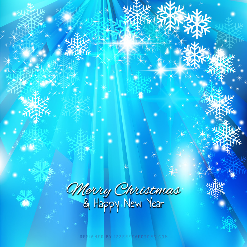 Blue Sparkles Christmas Snowflake Background Template