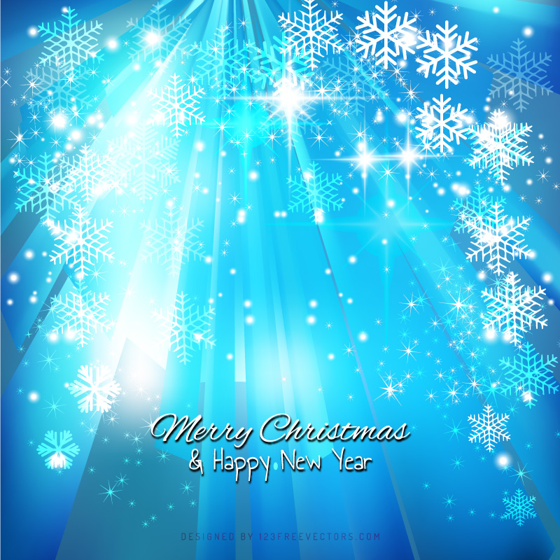 Blue Sparkles Christmas Snowflake Background Template