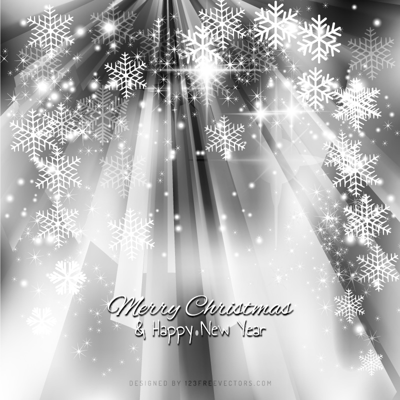 Merry Christmas and Happy New Year Gray Background