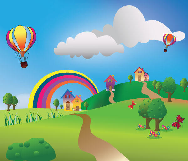 Village Landscape Vector Free