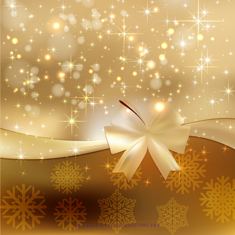 Gold Christmas Background with Gift Bow
