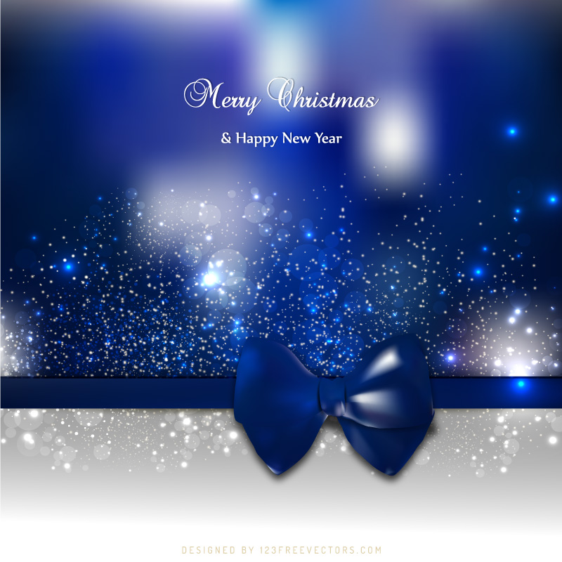 Merry Christmas and Happy New Year Dark Blue Background