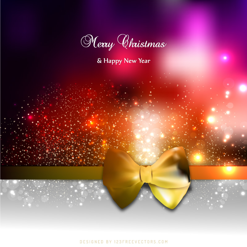 Dark Color Holiday Christmas and New Year Card Background with Bow