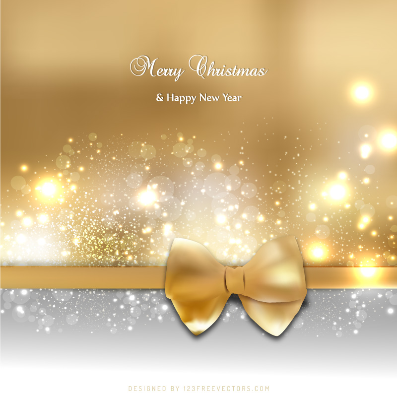 Gold Christmas Greeting Card Bow Background