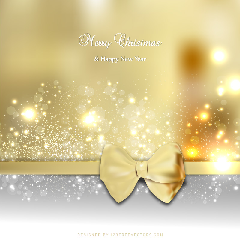Gold Christmas Greeting Card Bow Background Graphics