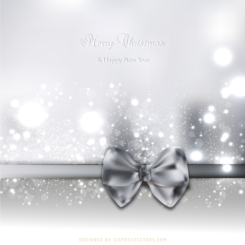 Light Gray Christmas Card Background Template with Bow