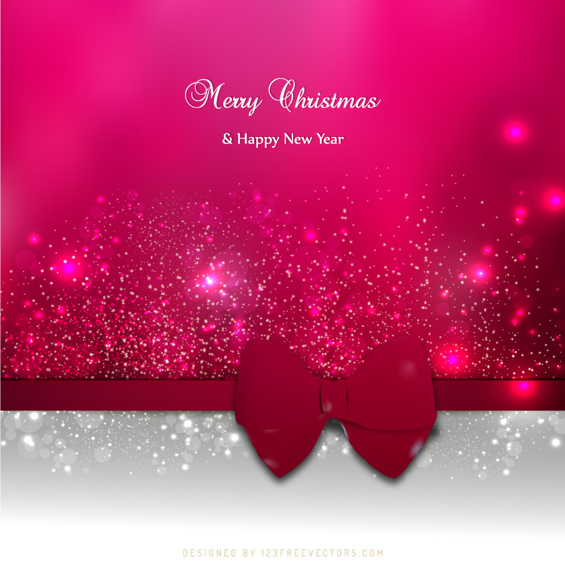 Ruby Pink Christmas Greeting Card Bow Background Template
