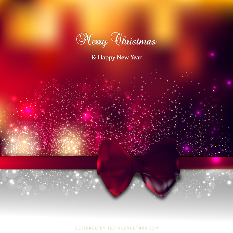 Red Yellow Christmas Greeting Card Background with Bow