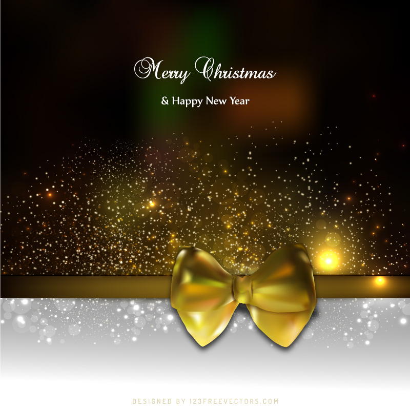 Black Yellow Holiday Christmas and New Year Card Background with Bow