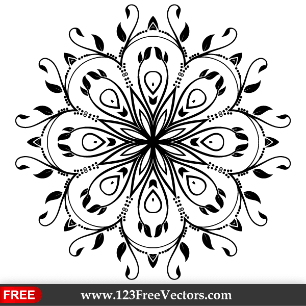 Ornate Floral Design Element Vector Art