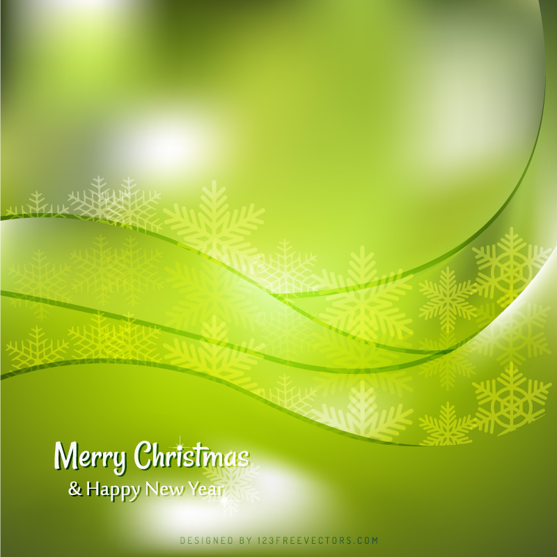 Merry Christmas Green Background with Snowflakes