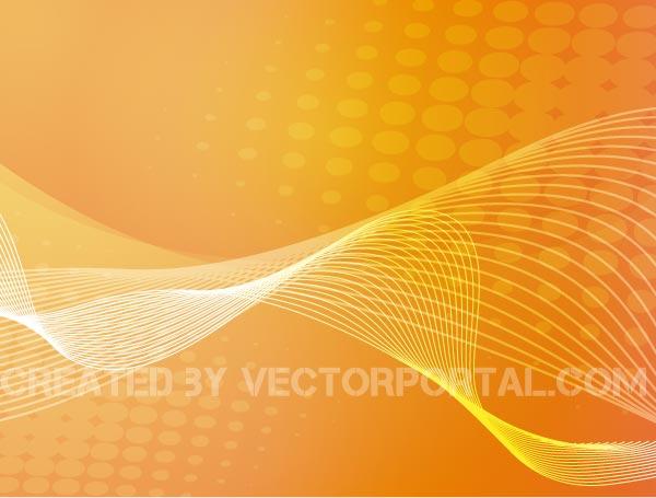 Vector Abstract Orange Color Background with Wavy Flowing