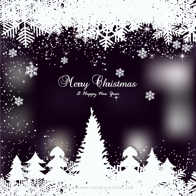 Dark Color Christmas Winter Background with Snow and Trees