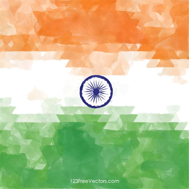 India Republic Day Flag Watercolor Background Image