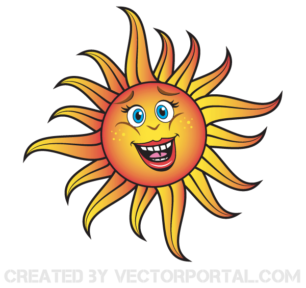 Smiling Cartoon Sun Vector Free