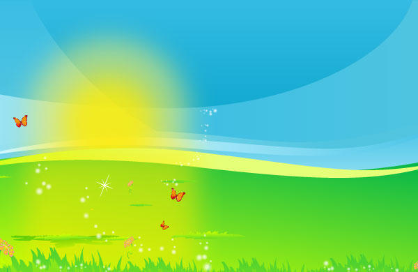 Vector Landscape with Shiny Sun