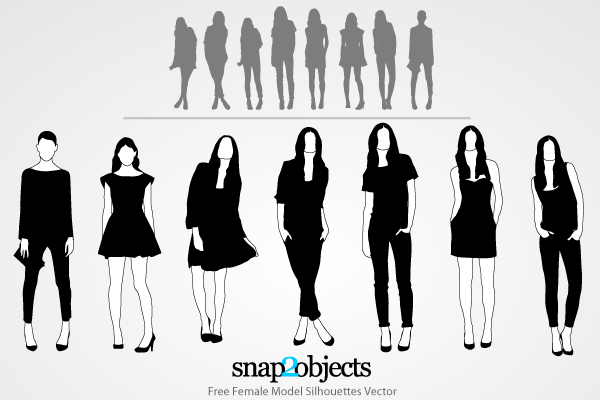 Free Female Model Silhouettes Vector Pack