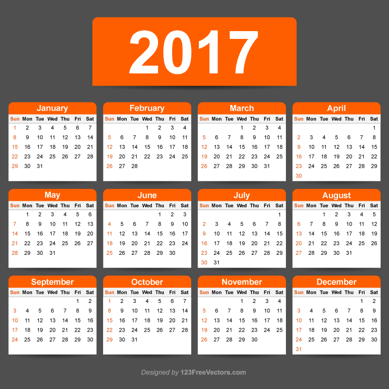 2017 Calendar Template Illustrator