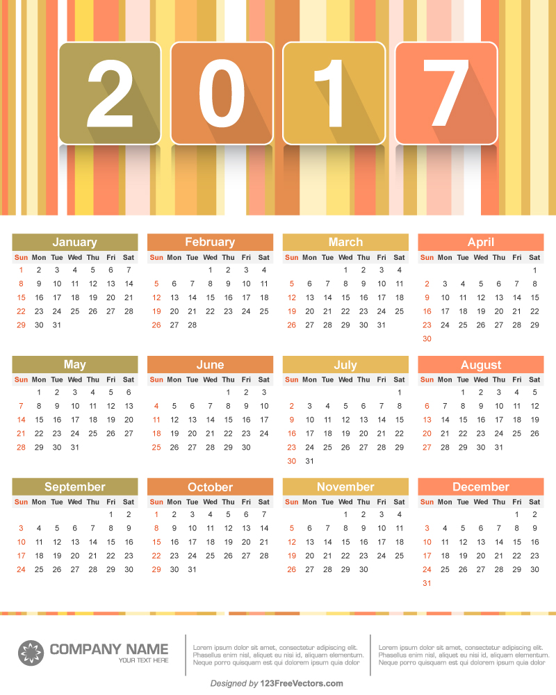 2017 Calendar Template