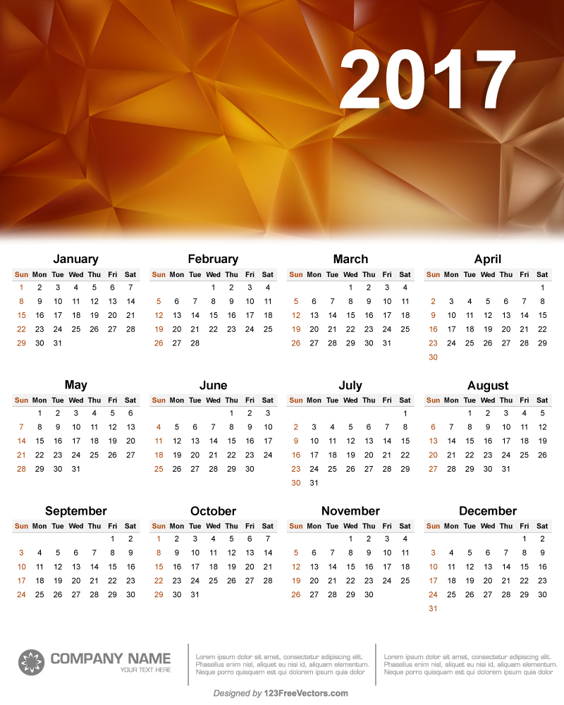2017 Wall Calendar Template