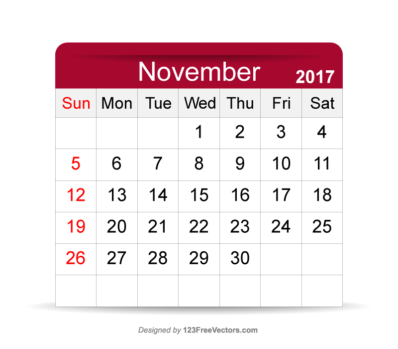 Editable Calendar November 2017