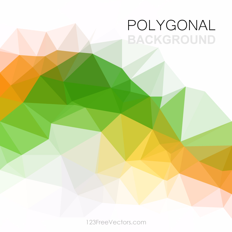 Orange Green Abstract Polygonal Triangular Background Clip Art